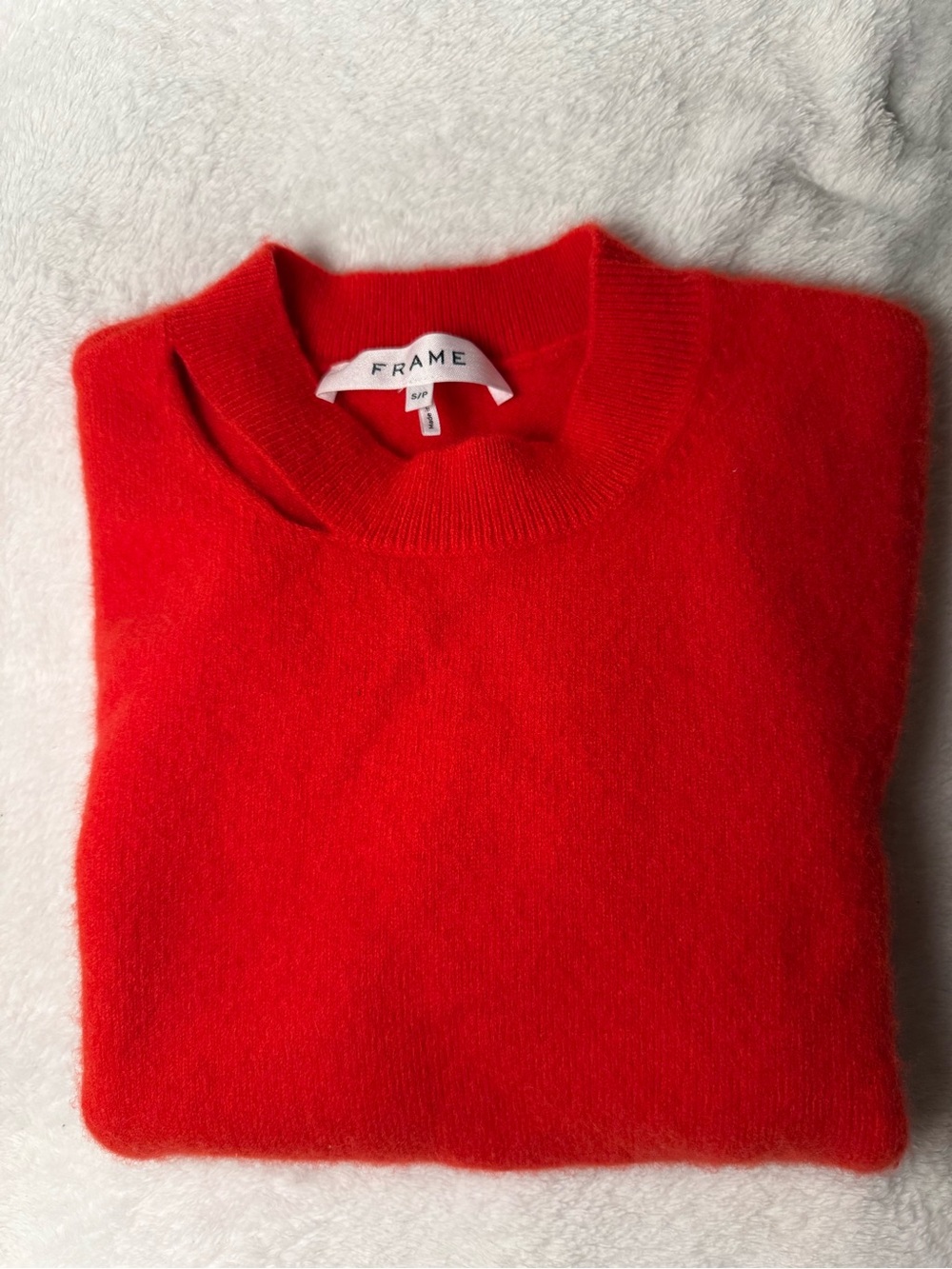 FRAME Denim Bright Orange Red Cashmere Blend Sweater